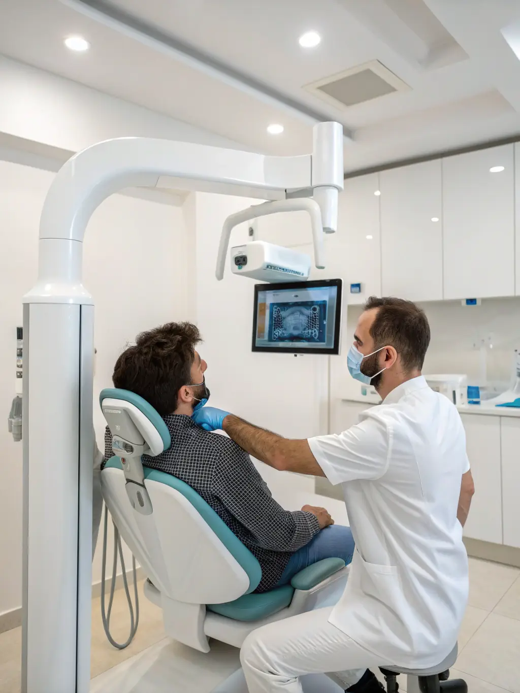 A technician using CAD/CAM technology to design a dental restoration, emphasizing the efficiency and accuracy of digital dentistry.