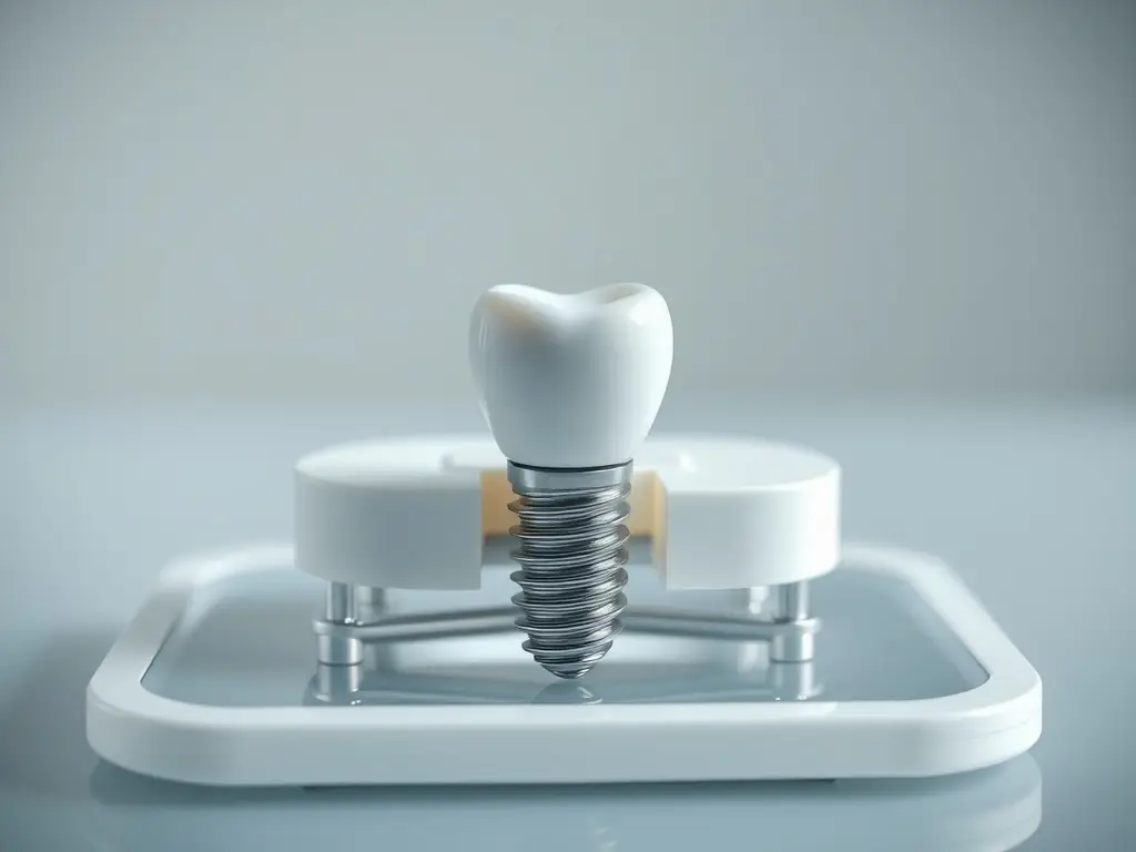 An image showcasing a variety of implant abutments and components, arranged neatly to demonstrate the precision and range of options available.